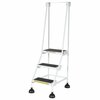 Vestil 63.4375 H Steel Commercial Spring Loaded Rolling Ladder, 3 Steps LAD-3-W